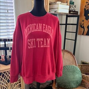 American Eagle Red Ski Team Popover Sweatshirt